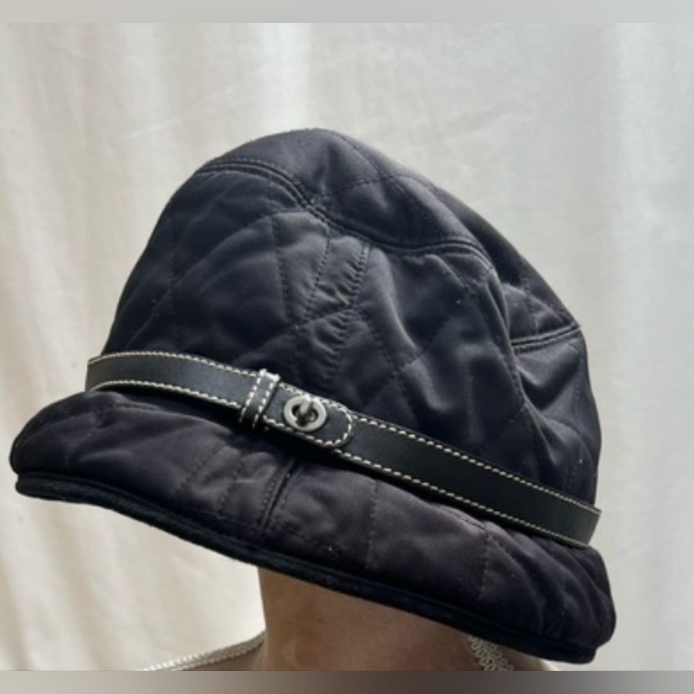Coach-Black Quilted Leather Strap Bucket Hat
